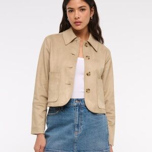 Abercrombie & Fitch Women's, Vegan Suede Button-Through jacket